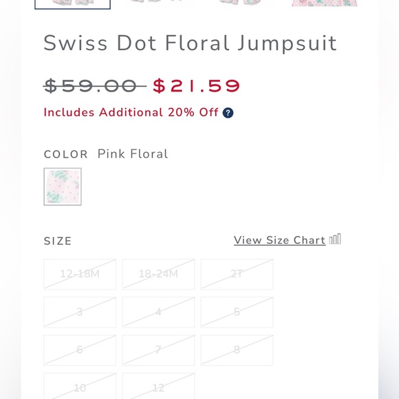 Janie and Jack Swiss Dot Floral Jumpsuit - Picture 5 of 7